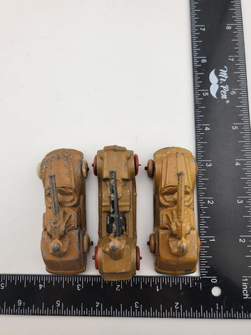 Rare Set Of 3 Antique 1930's Barclay Manoil Armored Cars & Anti-Tank Gun Cars.