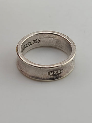 Authentic Tiffany & Co 1837 Sterling Silver 6.3mm Wide Concave Band Ring Size 7
