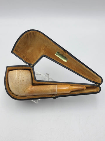 Antique D.P. Ehrlich Boston Large Meerschaum Tobacco Pipe Genuine Amber Stem