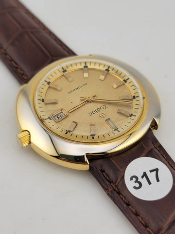 Rare Vintage 1970’s Mechanical Gold Tone Zodiac UFO Date Watch. Working Cond.