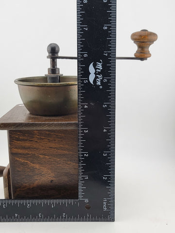 Rare DE Vintage European Manual Solid Wood Cast Iron Coffee Grinder With Drawer.
