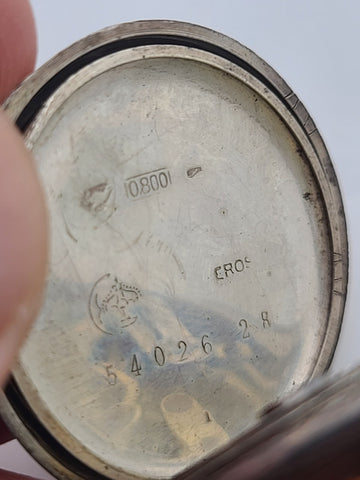 Rare Antique European 800 Silver Pocket Watch C1890 Enamel Dial 33mm. Working.