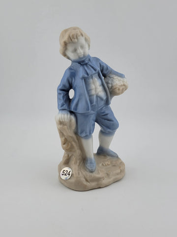 Antique Jens M. Jensen porcelain figure / Aalborg / boy with basket / Denmark #I