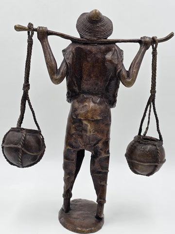 Original Antique C 1940 Burkina Faso Large Heavy Bronze Water Carrier W Africa