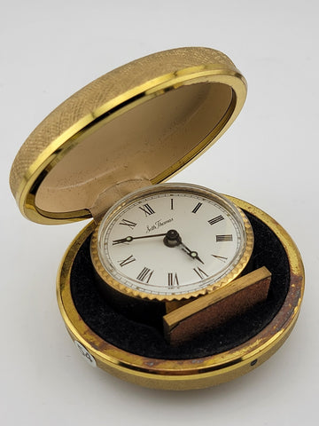 Vintage Seth Thomas Travel Alarm Clock With Original Clam Shell Case Germany