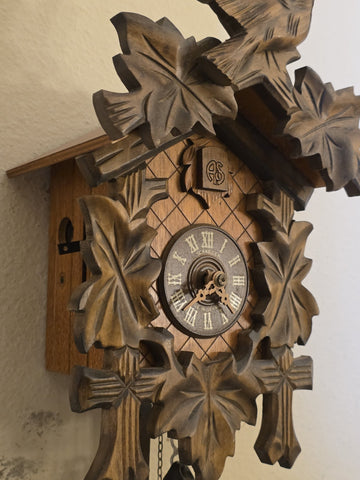 Schneider Black Forest Cuckoo Clock Regula 25-C 1 Day Carved Bird Germany. Read.