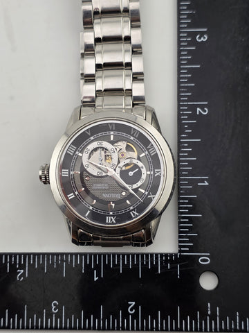 Bulova BVA 21-Jewels Skeleton Dial Men's Watch 96A119 Stainless Steel. Working.