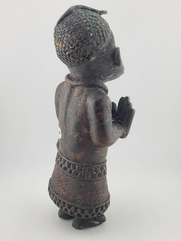 Vintage 1940's African Bronze Figure Rare Benin Style Tribal Bronze Sculpture 9”