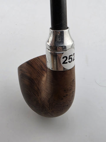 Rare Antique Briar Tobacco Pipe Bent Long Stem w Metal Band Estate Smoking Pipe