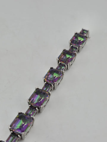 Mystic Topaz Rainbow Tennis Bracelet & Matching Ring. Sterling Silver 925.