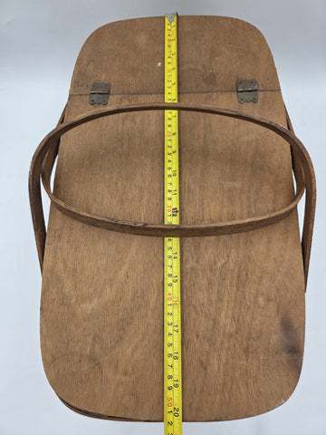 Antique C 1920's Picnic Basket 1" Woven Slats Naturally Aged Patina  Handles Lid