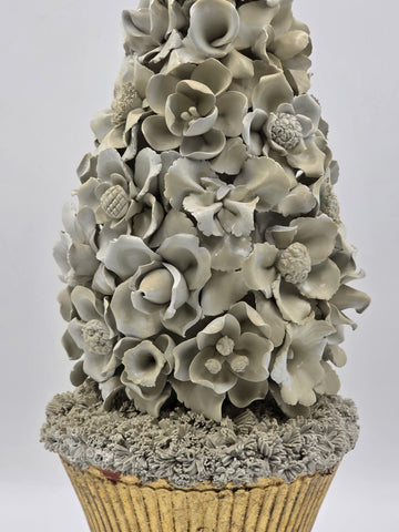 Vintage Large Italian Porcelain Floral Topiary Urn Capodimonte Style 17.5". Read