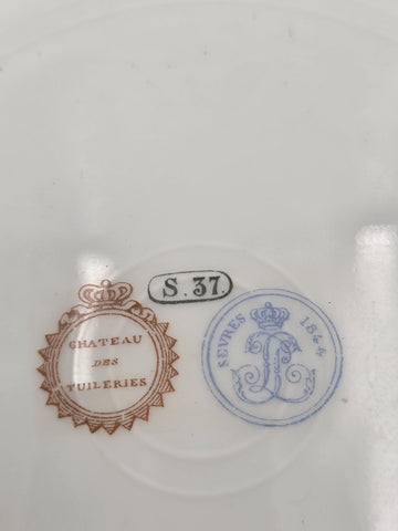 Stunning Rare 1844 Sevres Chateau des Tuilleries Plate Courting Couple Gold Tone