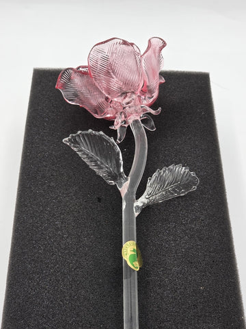 NEW Waterford Lismore Crystal FLEUROLOGY 14.5" Pink Rose - Sculptured Flower.