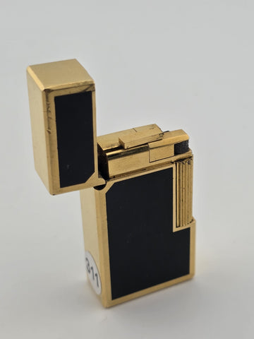 Rare VINCI Paris Gold Black Lacquer Butane Lighter France Dupont Style Working