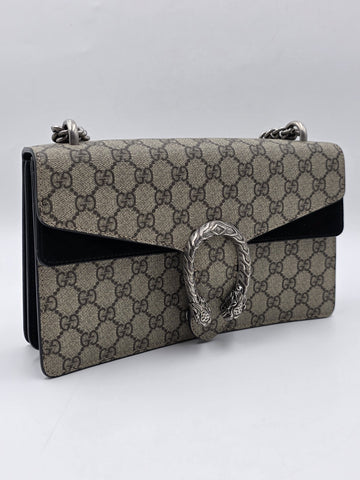 New W Tag Gucci GG Supreme Dionysus Medium Shoulder Bag with Chain Strap.