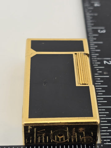 Rare VINCI Paris Gold Black Lacquer Butane Lighter France Dupont Style Working