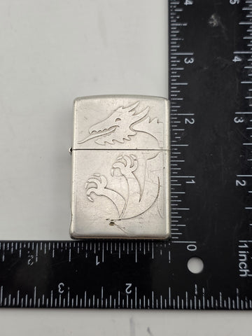 2003 Zippo Lighter DOUBLE SIDED Wrap Around ENGRAVED DRAGON with RED EYE. Works