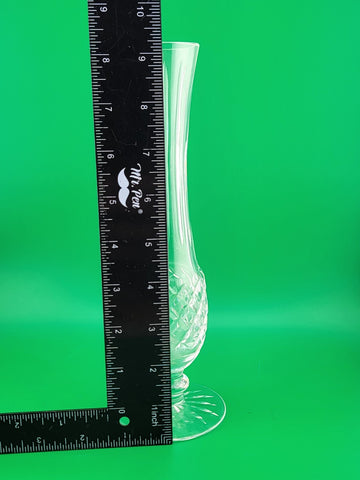 Vintage Waterford Crystal Criss-Cross Cut Pedestal Bud Vase - 9 1/4 in. Signed