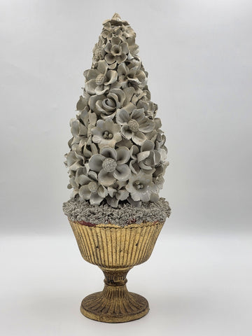 Vintage Large Italian Porcelain Floral Topiary Urn Capodimonte Style 17.5". Read