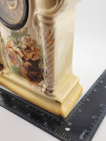 Antique Victorian Porcelain Hand Painted Mantle Clock. C 1890. Working  Cond.