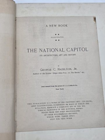 THE NATIONAL CAPITAL Architecture Art & History George Hazelton 1897 1st Edit