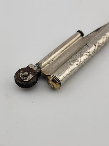 Antique Trench Art French Pocket Cigarette Lighter, C 1915 Silverplated. Working