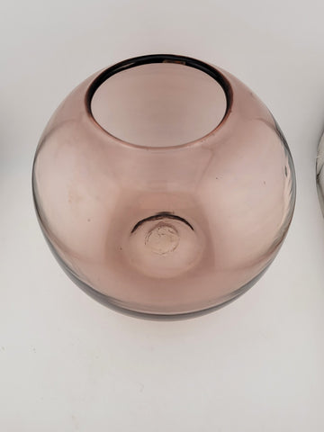 BLENKO Art Glass Round Ball Jar/Vase PURPLE AMETHYST FISH BOWL Style (Heavy)