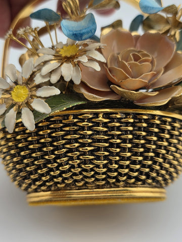 Vintage 1977 Gloria Vanderbilt Flowers of the Seasons Summer Boquet Metal Basket