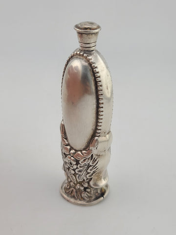 Rare Antique 19th C Victorian Ornate Repousse Sterling Silver Scent Snuff Bottle