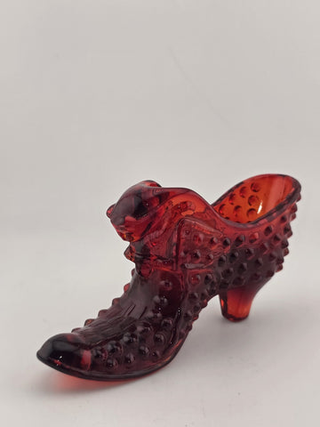 Vintage FENTON RUBY RED HOBNAIL GLASS PUSS 'n BOOTS SHOE EXCELLENT Cond.