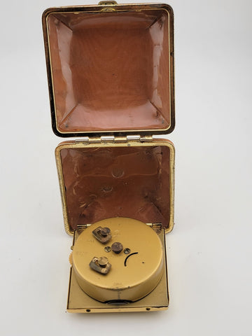 Vtg 1960's Phinney-Walker Desk Alarm Clock Brown Case White Face Wind-up. Works.