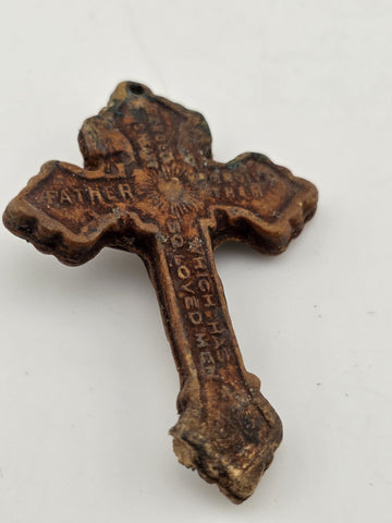 Rare Antique 1907 Pope Pius X Catholic PARDON INDULGENCE Crucifix w Leather Case