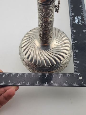 Antique Victorian Derby Silver Co Silverplate Decanter C1900 Chained Stopper