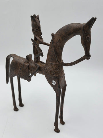 VTG 1940'S AUTHENTIC AFRICAN CAST BRONZE HORSE AND RIDER DOGON MALI WEST AFRICA