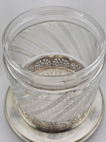 Rare 1880s Antique Hukin & Heath Biscuit Jar Cut glass & Silverplate W Kiwi Bird