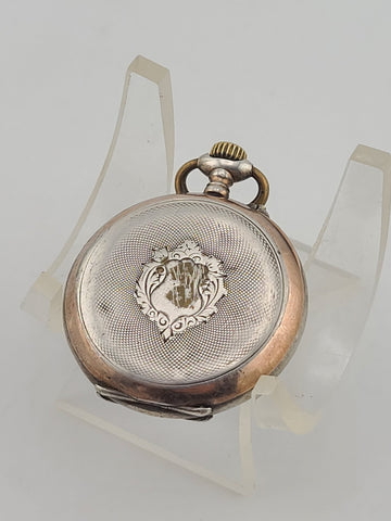 Rare Antique European 800 Silver Pocket Watch C1890 Enamel Dial 33mm. Working.