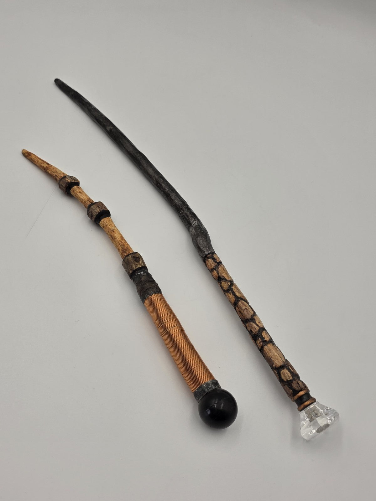 Set Of 2 Rare One Of A Kind Handmade Wooden Magic Wand Fantasy Staff Cosplay.