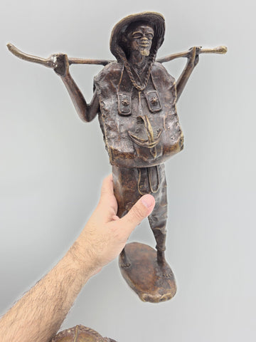 Original Antique C 1940 Burkina Faso Large Heavy Bronze Water Carrier W Africa