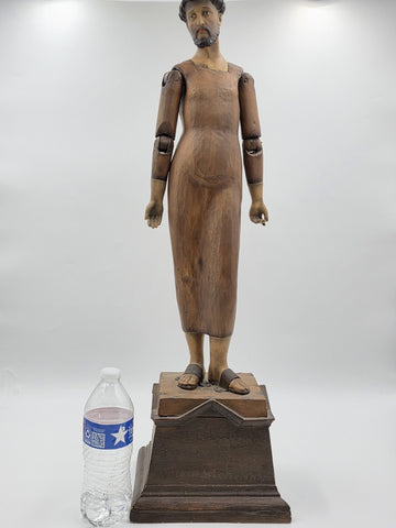 Private: RARE ANTIQUE 18TH C ARTICULATED HAND  SANTOS MANNEQUIN OF ST FRANCIS.