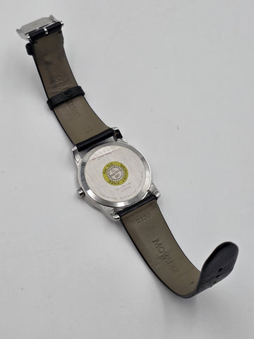 Movado Museum Classic 40mm Swiss Quartz Black Dial Sapphire Crystal Watch. Works