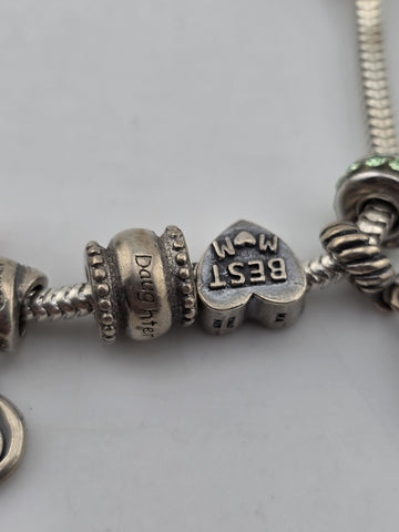 M. Anthony .925 Sterling Silver Mother Daughter Charm Bracelet Assorted W Charms
