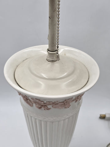 Pair Wedgwood Queensware Jasperware Cream Pink Grapevine Relief Table Lamps 24"