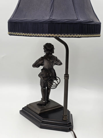 Vintage Pair Bronze Singerie Monkey Courtier Figural Table Lamps. Adjustable.