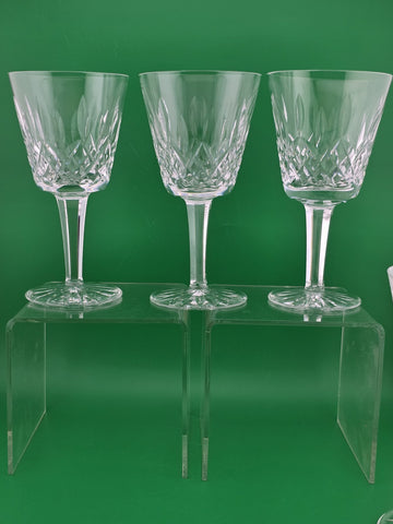 Set Of 6 Vintage Waterford Kylemore Crystal Claret Wine Glasses, 6 in high. VG.