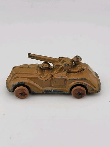 Rare Set Of 3 Antique 1930's Barclay Manoil Armored Cars & Anti-Tank Gun Cars.