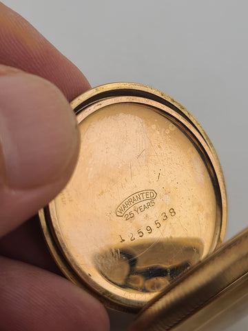 Rare Antique Waltham 12s Pocket Watch 7J Gold Filled 25yr Case C1910 Running