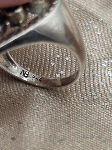 Nicky Butler Sterling Silver Ring Druzy Quartz Gemstones Signed NB India Size 10