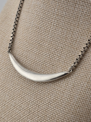 RLM STUDIO 925 Silver  Vintage Curve Pendant Box Link Chain Necklace  NE3355