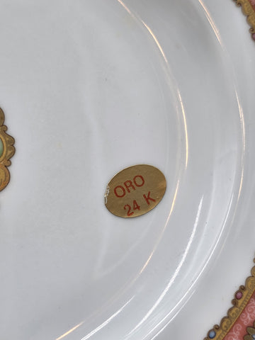 Set Of 2 T. Limoges Italy 24K Gold Cameo Porcelain Plates. Decorazioni Esclusive